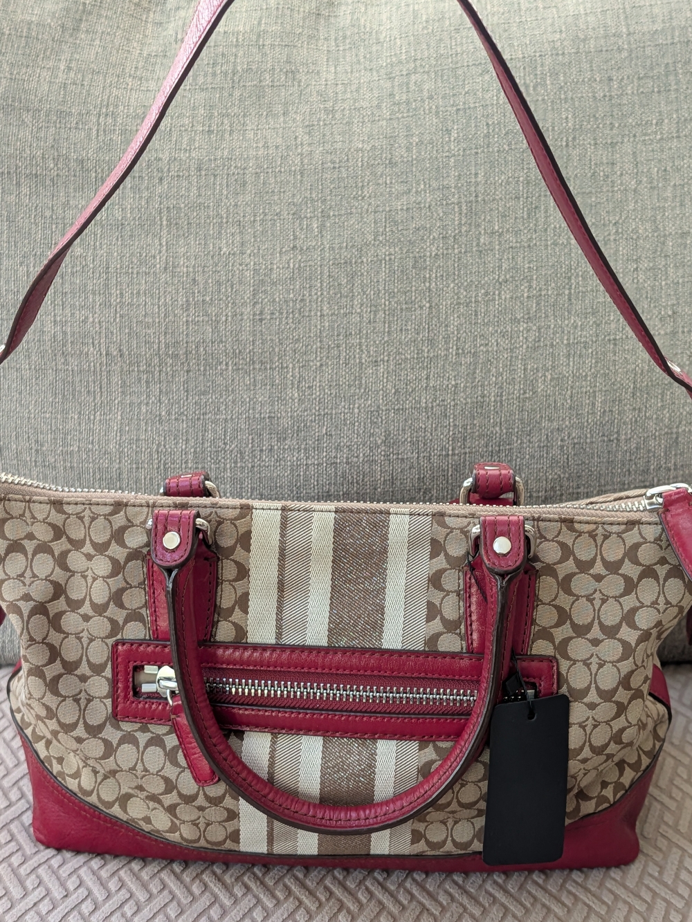 Coach Legacy Signature Stripe Molly Satchel w COA EUC - Picture 5 of 11